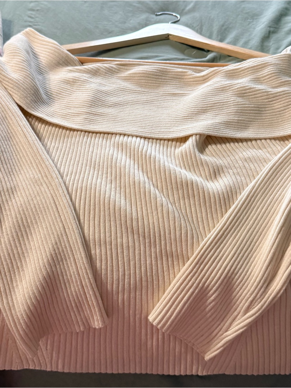 Banana Republic Cream Off-Shoulder Ribbed Sweater